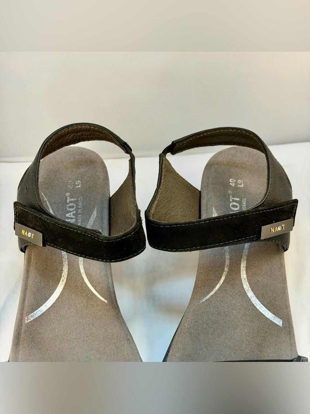 Naot Black Leather  and Suede Two-Strap Comfort Sandals - Picture 5 of 15